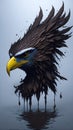 Hyper-Realistic Splash Art of Eagle\'s Head on White Background