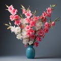 Stunning 3d Gladiolus Arrangement In Teal And Pink Royalty Free Stock Photo