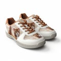 Hyper-realistic Still Life White And Brown Cat Photo Sneakers For Women Royalty Free Stock Photo