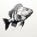 Hyper-realistic Striped Bassfish: Detailed Design For Editorial Illustrations Royalty Free Stock Photo