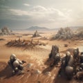 Hyper-realistic surreal desert landscape. AI generated