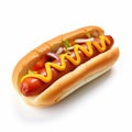 Hyper-realistic Tilt Shift Hotdog Png Image With Clean-lined Aesthetics