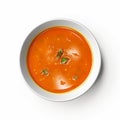 Hyper-realistic Tomato Soup In Bowl On White Background Royalty Free Stock Photo