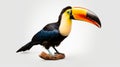 Hyper-realistic Toucan Sculpture On Solid Backdrop