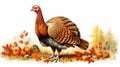 Hyper-realistic Turkey Illustration In Autumn Field