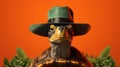 Hyper-realistic Turtle Illustration On Orange Background