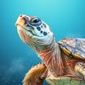 Hyper-realistic Turtle Image On Blue Background