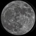 Hyper-realistic view of full moon, lunar surface details in high resolution, black space background. Royalty Free Stock Photo