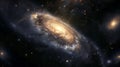 Hyper-realistic view of our Milky way galaxy, deep space details in high resolution, black space background.