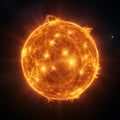 Hyper-realistic view of our Sun, star details in high resolution, black space background. Royalty Free Stock Photo
