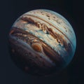 Hyper-realistic view of planet Jupiter, surface details in high resolution, black space background. Royalty Free Stock Photo