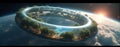 Rotating Eden â Life Inside the Toroidal Starship Royalty Free Stock Photo