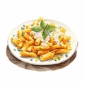 Vibrant And Realistic Illustration Of Pasta With Ranch Dressing