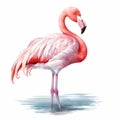 Hyper-realistic Watercolor Flamingo Clipart Illustration Royalty Free Stock Photo