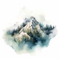 Hyper-realistic Watercolor Mountains With Clouds And Fog