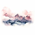 Hyper Realistic Watercolor Mountains Illustration Royalty Free Stock Photo