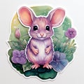 Hyper-realistic Watercolor Mouse Sticker With Acidic And Luminous Colors