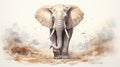 Hyper-realistic Watercolor Painting Of Adult Elephant In Wild Habitat Royalty Free Stock Photo