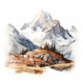 Hyper Realistic Watercolor Painting Of Mountains In Whistlerian Style