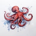 Hyper-realistic Watercolor Painting Of Octopus With High Contrast