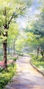Hyper Realistic Watercolor Painting Of Wildflower Lane Park