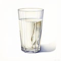 Hyper-realistic Watercolor Pencil Drawing Of Glass Of Milk