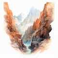 Hyper Realistic Watercolor Rendering Of A Serene Canyon
