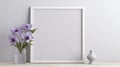 Hyper-realistic White Photo Frame With Orchid And Vase On Gray Wall Royalty Free Stock Photo