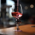 Hyper-realistic Wine Glass Pouring Red Wine In Industrial Style
