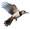 Hyper-realistic Woodpecker Illustration With British Topographical Style Royalty Free Stock Photo