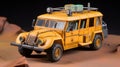 Hyper-realistic Yellow Toy Vehicle: 1:28mm Bus Miniature Inspired By Johnny Quest