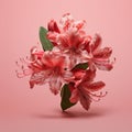 Hyper-realistic Zbrush Bouquet: Red Flowers On Pink Background