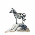 Hyper-realistic Zebra Illustration With Traditional Composition