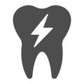 Hyper sensitive tooth solid icon. Sick teeth, dental problem and energy symbol, glyph style pictogram on white Royalty Free Stock Photo