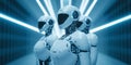 Hyperautomation buzzwords in 3D robotics scenes highlighting intelligent automation and workflow optimization