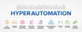 Hyperautomation or Hyper Automation process vector icons set infographics background Royalty Free Stock Photo