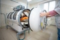 Hyperbaric chamber, treatment and recovery of the body by supplying pure oxygen