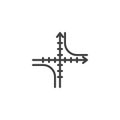 Hyperbola, axis line icon