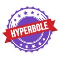 HYPERBOLE text on red violet ribbon stamp Royalty Free Stock Photo