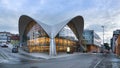 The hyperbolic paraboloid form of the Tromso bibliotek og byarkiv, public library in Tromso, Norway Royalty Free Stock Photo