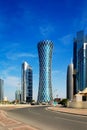 The hyperbolic tower of the West Bay district of Doha, Qatar