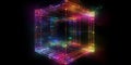 hypercube spaceship timewarp glowing rainbow Tesseract generative AI