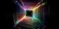 hypercube spaceship timewarp rainbow Tesseract generative AI