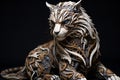 Hyperdetailed Paper Art Cyborg Robot Tiger Figure