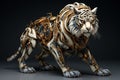 Hyperdetailed Paper Art Cyborg Robot Tiger Figure