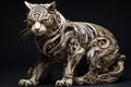 Hyperdetailed Paper Art Cyborg Robot Tiger Figure