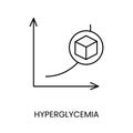 Hyperglycemia high blood sugar, vector line icon for diabetes medical documentation