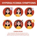 Hyperglycemia symptoms and signs. Blurred vision, dizziness Royalty Free Stock Photo