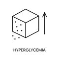 Hyperglycemia vector line icon on diabetes theme for medical applications and websites