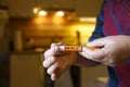 Hyperglycemic diabetic patient preparing her insulin shot